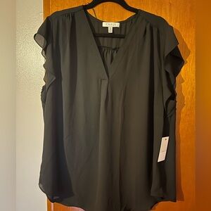 Chaus Black Ruffled Relaxed Blouse